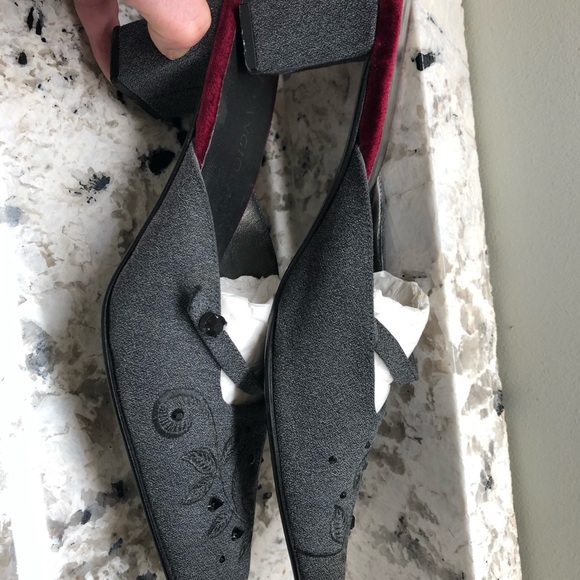 Enzo Angiolini slight heal mule with embellished pattern and beads on top. - Picture 2 of 3